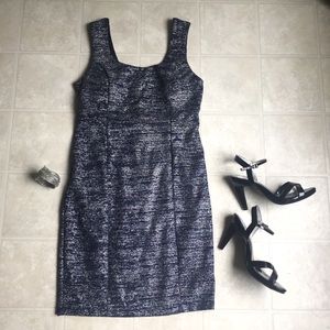 Glittery Sleeveless Navy Blue Party Dress